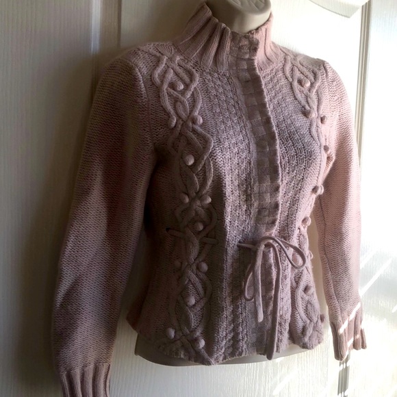 H&M Light Pink Button & Tie Mock Neck Cardigan - Picture 2 of 8